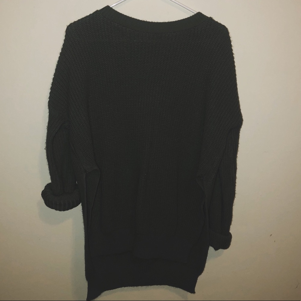 Chunky Slit Army Green Sweater